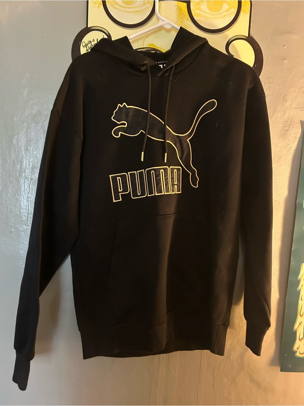 Puma Black Crewneck Hoodie with White Logo